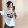 Women's Summer Retro Cartoon Print Loose Cotton T-Shirt