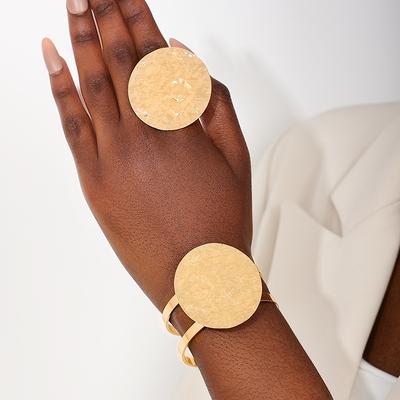 Модный и креативный комплект браслетов с большим диском и открытым кольцом