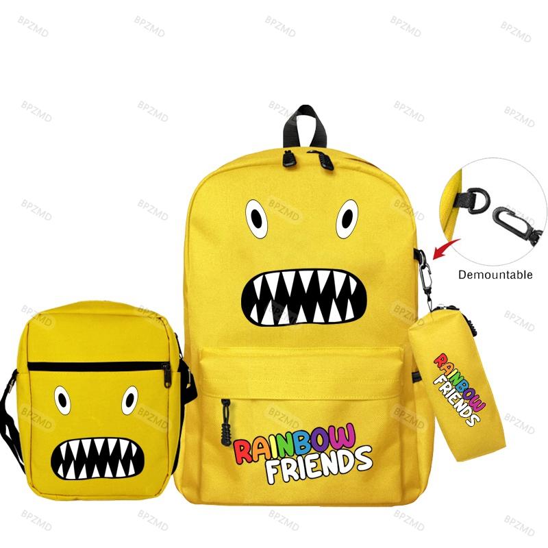 3 шт./компл., оригинальные рюкзаки с радужными друзьями для мальчиков и девочек, школьный рюкзак большой емкости, игровой рюкзак, сумка-пенал