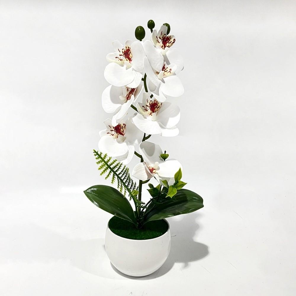 7 Heads Simulated Flower Butterfly Orchid Potted Pink Artificial Faux Plants Living Room Ornaments