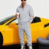 Men's Grey Knit Sweater & Jogger Set with Orange Accents - Casual Sporty Outfit for Modern Lifestyle