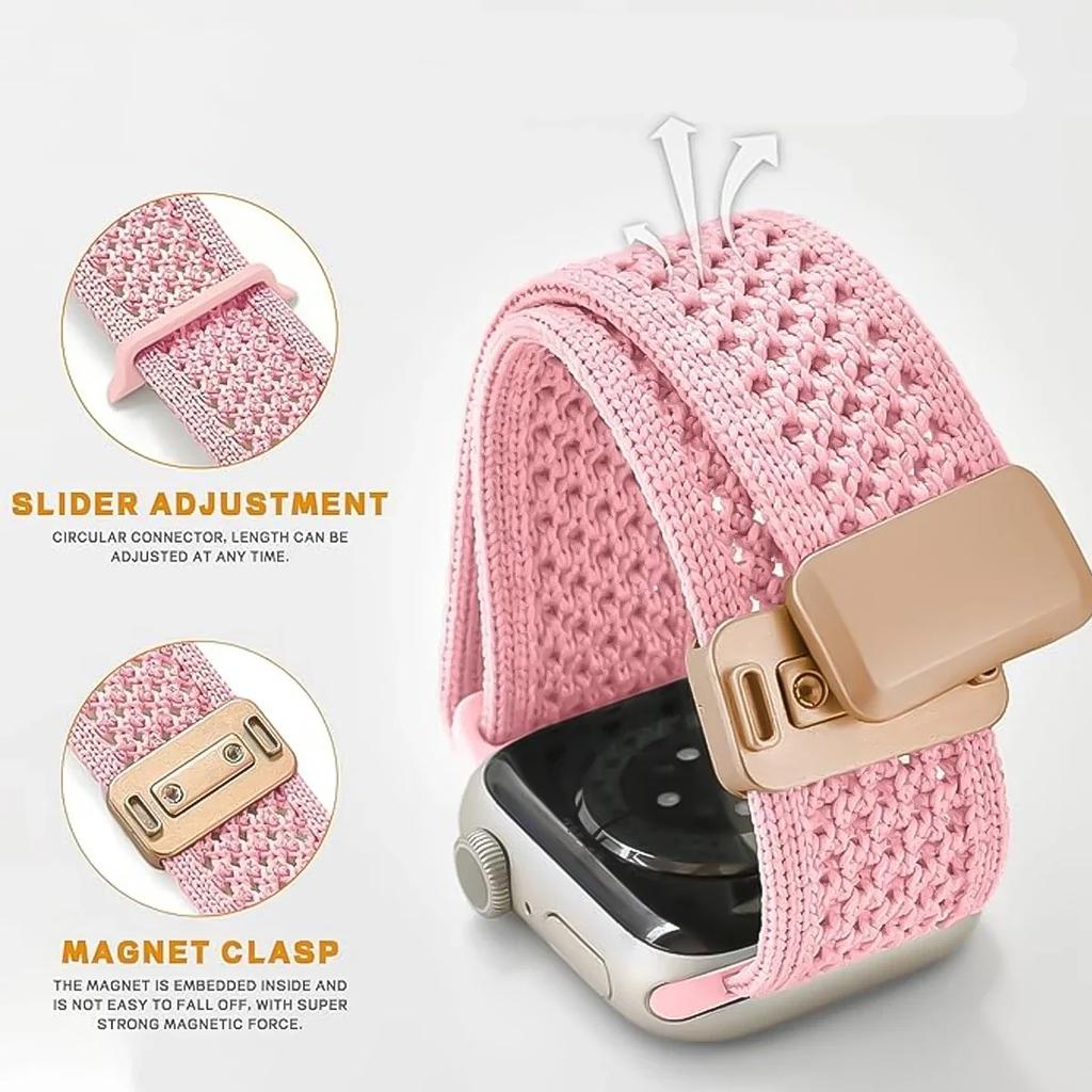 Плетеный ремешок для Apple Watch Ultra 2 49 мм 40 44 мм 45 мм 46 мм 41 мм 38 мм Магнитный нейлоновый браслет iWatch серии 10 9 8 7 6 se