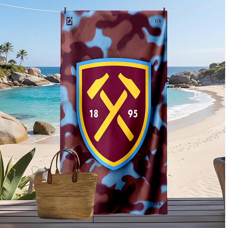 Пляжное полотенце West Ham United Football Print, Большое мягкое быстросохнущее полотенце для пляжа, кемпинга, плавания