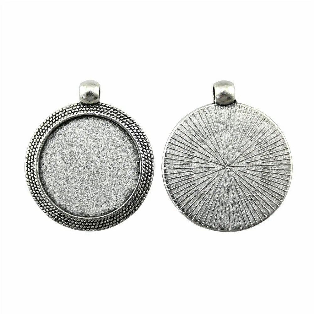 Подходит для круглого стеклянного кабошона 25 мм, поднос для установки, античное серебро, цветные компоненты, украшение ручной работы для изготовления ювелирных изделий