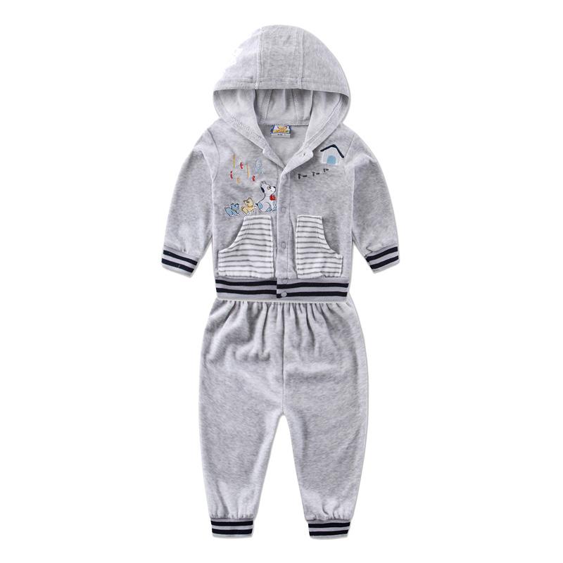 Boy And Girls Baby Infant Clothing Velour Winter Spring Long Sleeve Trousers Set With Hat Buttons Kidswear Aapparel