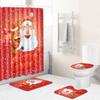 Christmas Waterproof Shower Curtain Four-Piece Floor Mat Combination Set Household Door Mat Bedroom Living Room Carpet