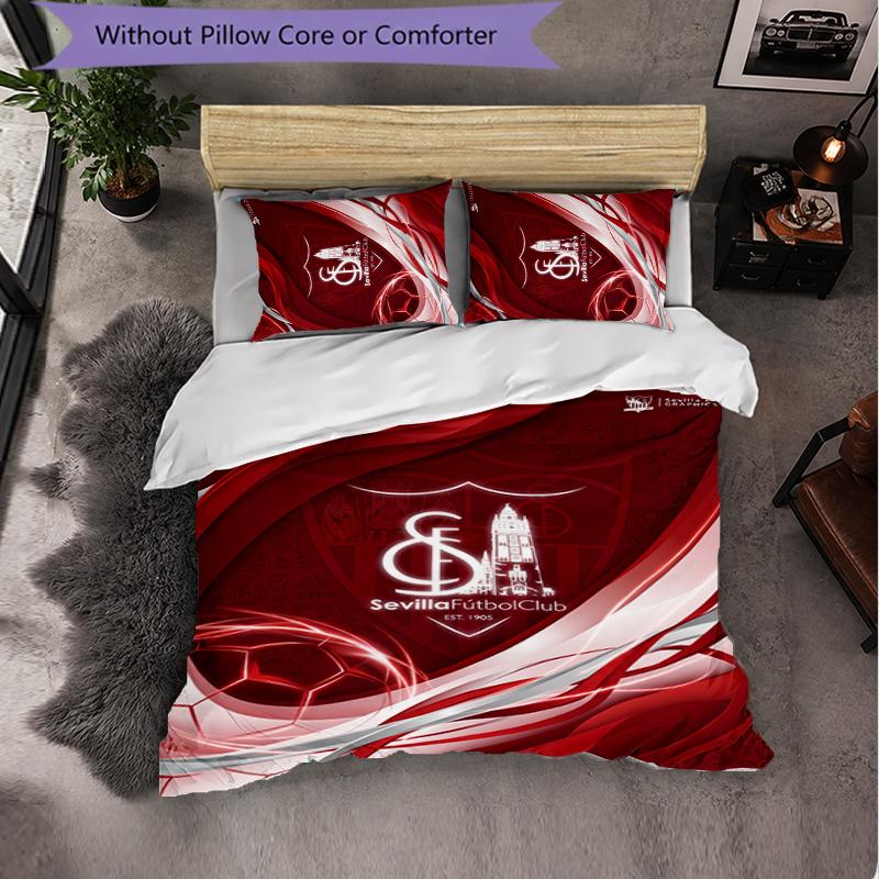 Sevilla FC Themed Bedding 3Pcs Duvet Cover Set Decorative Bed Linen For Teen Room Home Decoration