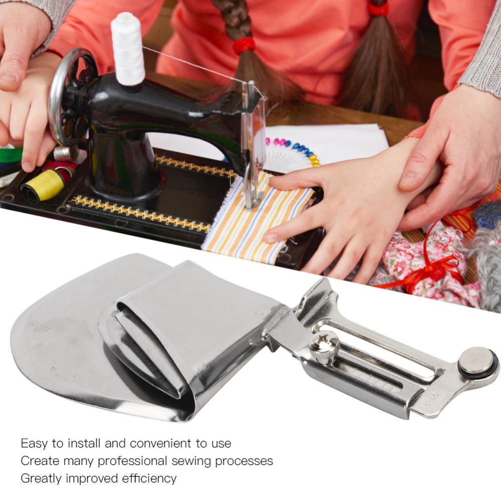 Приспособление для подгибки с подгибом (руликом) для швейной машины, прижимная лапка для подгибки косой бейкой, регулируемая, с фиксирующим стежком, ширина 4 см, ширина 5 см, подрубочная лапка