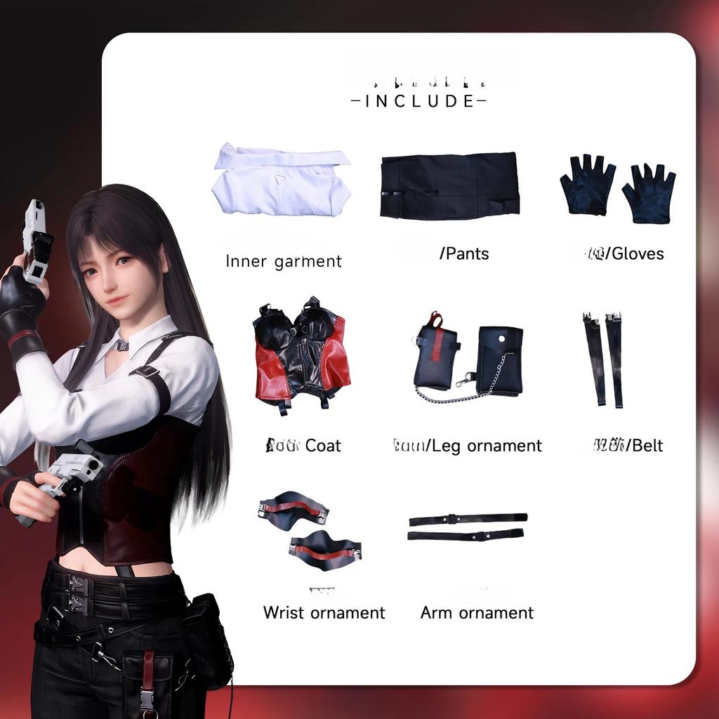Костюм для косплея Тифы Локхарт из Final Fantasy VII Rebirth Тактический наряд с корсетом и перчатками для Хэллоуина и Comic Con