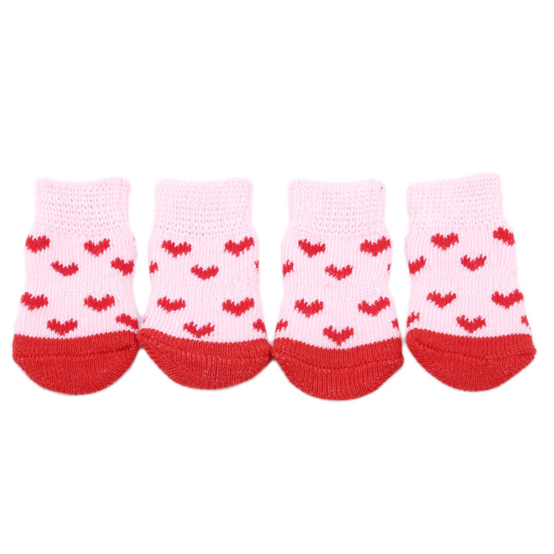 4PCS Warm Cozy Paw Protector Sock Set Cute Thick Knitted Anti Slip Socks for Small Dogs and Cats During Cold Seasons