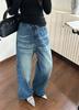 American retro water ripple jeans men's and women's cleanfit loose and versatile straight wide-leg trousers trend