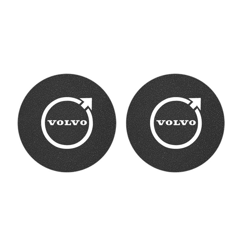 2Pcs Car Coasters Leather Water Cup Holder Mat For Volvo V60 V40 XC90 S60 C30 XC60 Car Interior Anti Slip Water Cup Pad keychain
