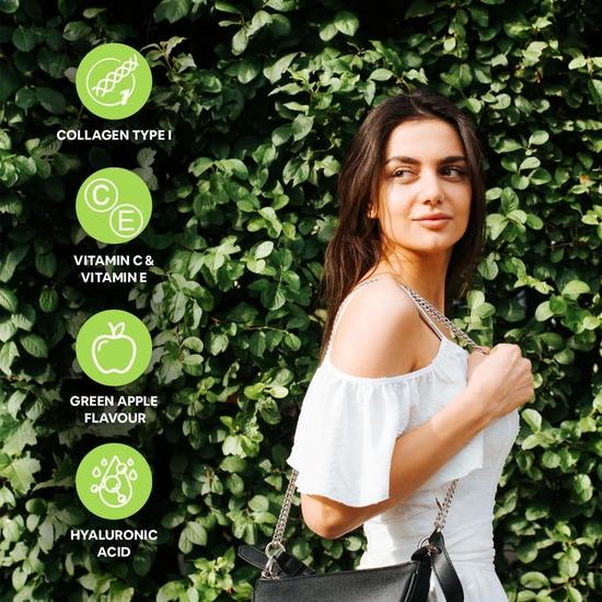 Пищевая добавка Carbamide Forte Морской коллаген в порошке - для кожи Порошок рыбного коллагена для женщин и мужчин - 200 грамм порошка - Вкус зеленого яблока