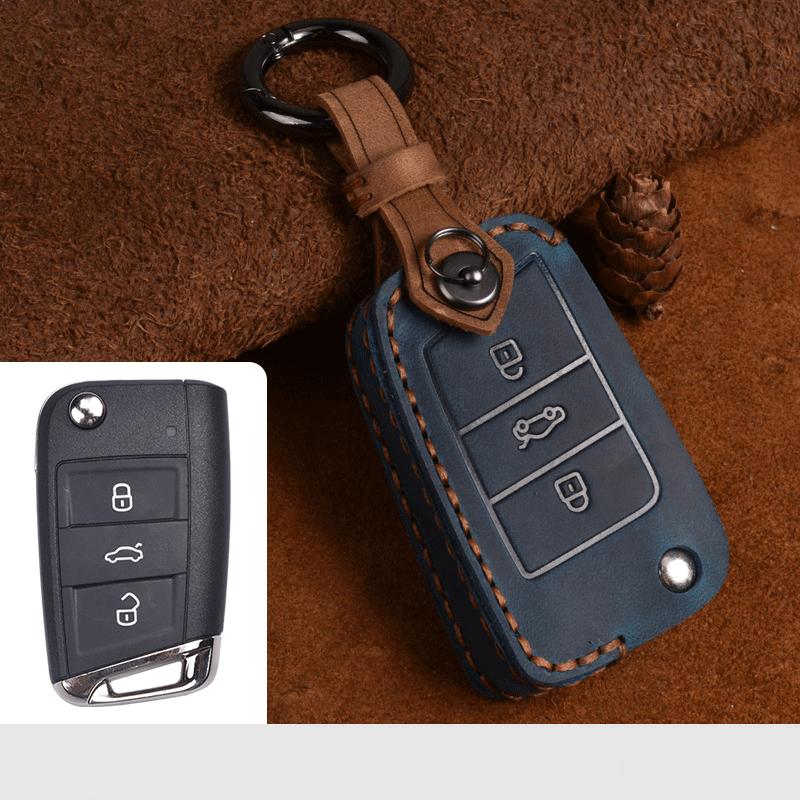 Leather Car Key Case Full Cover Protection For Volkswagen VW Jetta Golf 7 MK7 Seat Ibiza Leon FR2 Altea Aztec Polo Passat Tiguan