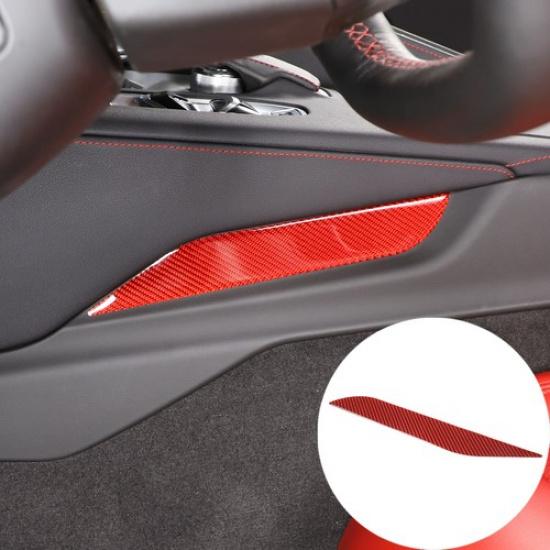 Red Carbon Fiber Center Control Left Side Trim Sticker For Corvette C8 -25