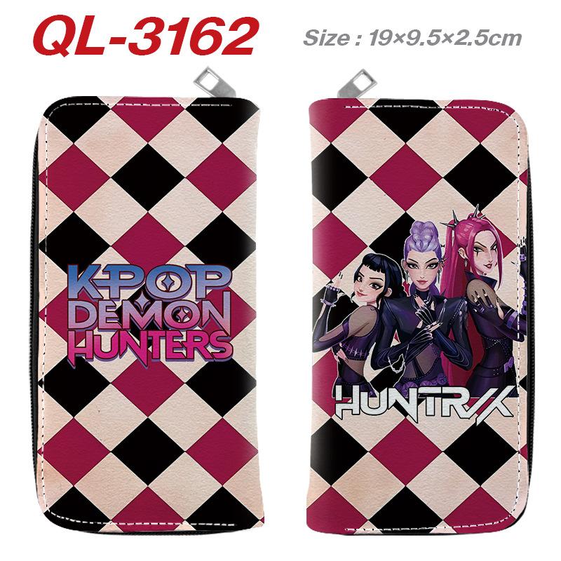 KPop Demon Hunters Long Zip Wallet PU Leather Cartoon Purse for Women Multi Card Holder Pink
