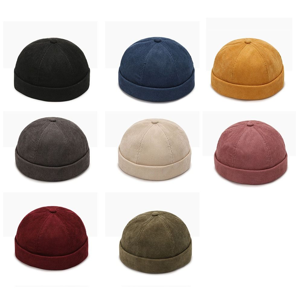 Cotton Round Hat Corduroy Skullcap Hat Cap Casual Hip Hop Hat Unisex