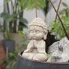 Mini Faux Sandstone Buddha Statue Small Zen Monk Praying Sculpture