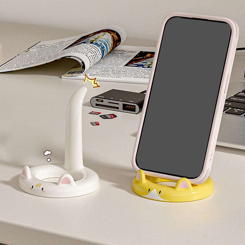 Мультяшная форма кошки Подставка для мобильного телефона Подставка для телефона Портативная Милая Красочная Ленивая Подставка для телефона Настольный держатель для сотового телефона