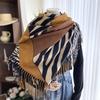 Women's European and American Style Camel Pattern Double-Sided Printing Warm Fringed Shawl Autumn and Winter Warm Neck Scarf Who