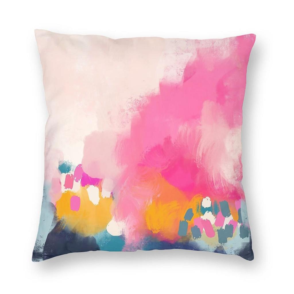 Pink Reflection With Orange Blue Square Pillowcase Polyester Linen Velvet Pattern Decorative Pillow Case Room Cushion Cover