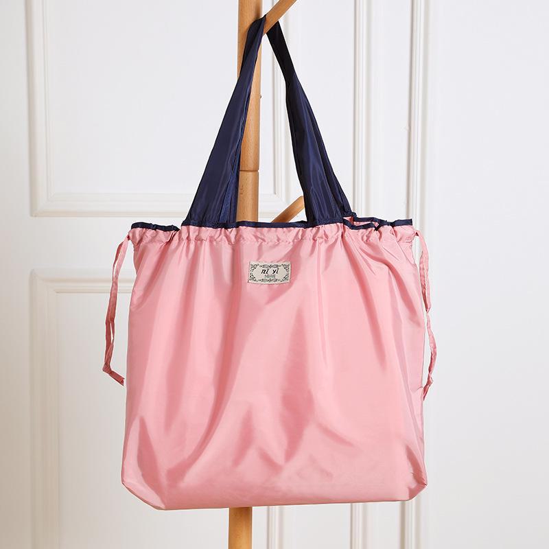 Экологичная большая водонепроницаемая складная сумка для покупок на плечо со шнурком, складная сумка для покупок