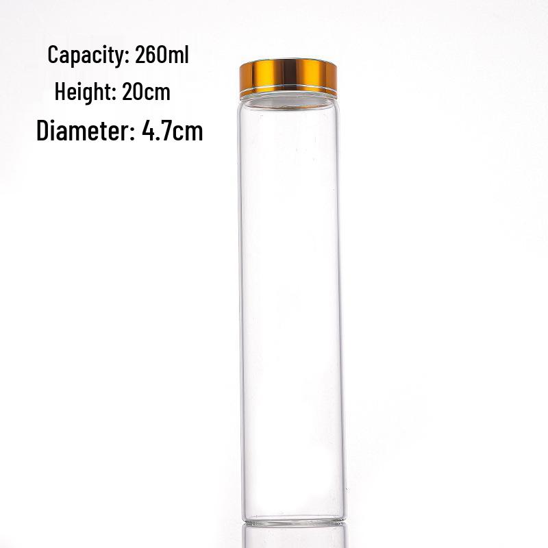 47mm High Borosilicate Glass Test Tube with Gold Oxidation Screw Cap - Sealed Agarwood Display & Health Bottle