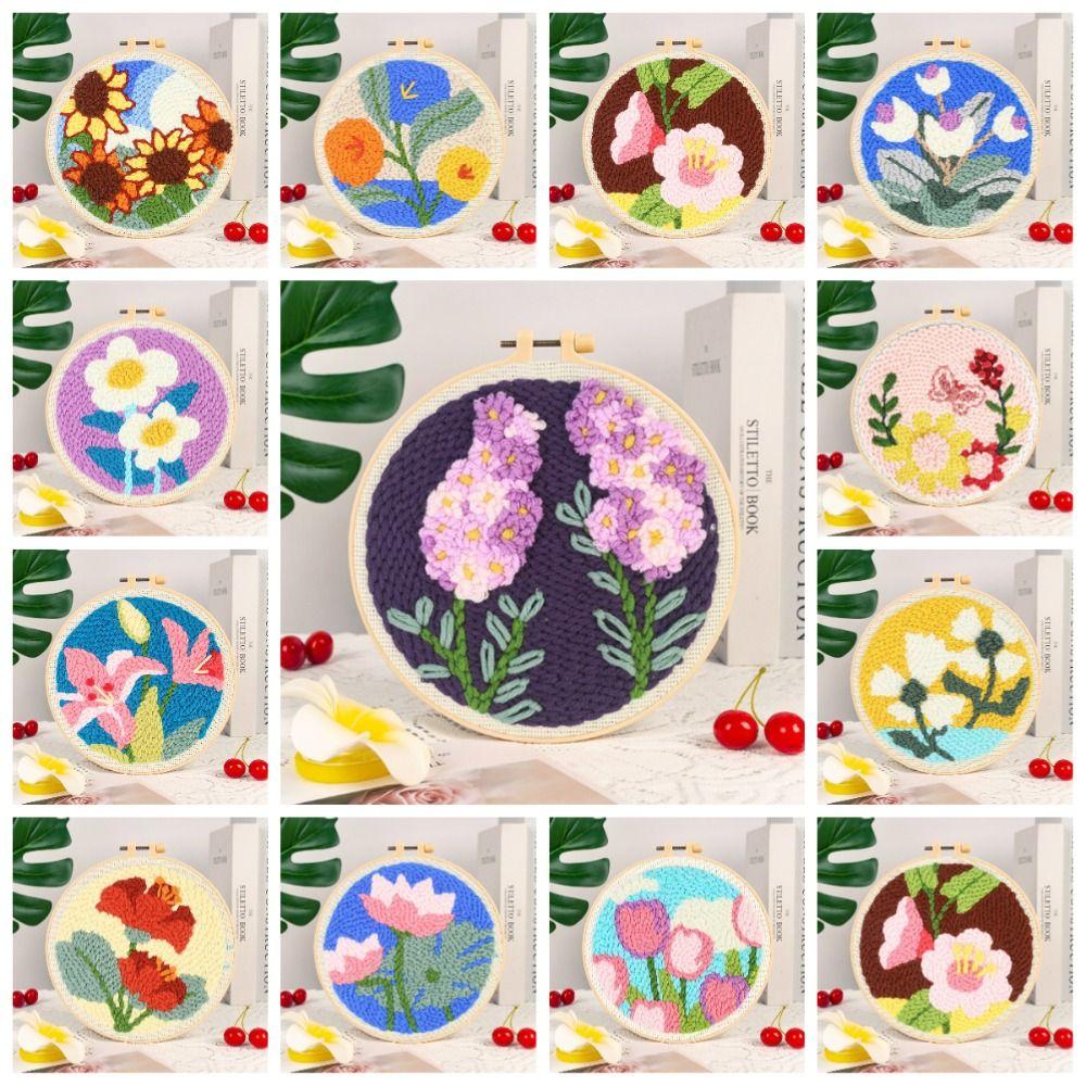 Handmade Punch Needle Set Flower Pattern Rug Punch Embroidery Starter Kit  Educational Toys