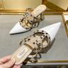 2024 Spring/Summer New Baotou Slippers for Women Wearing Riveted Pointed Thin Heel High Heel Shoes and Sandals for Women Sexy