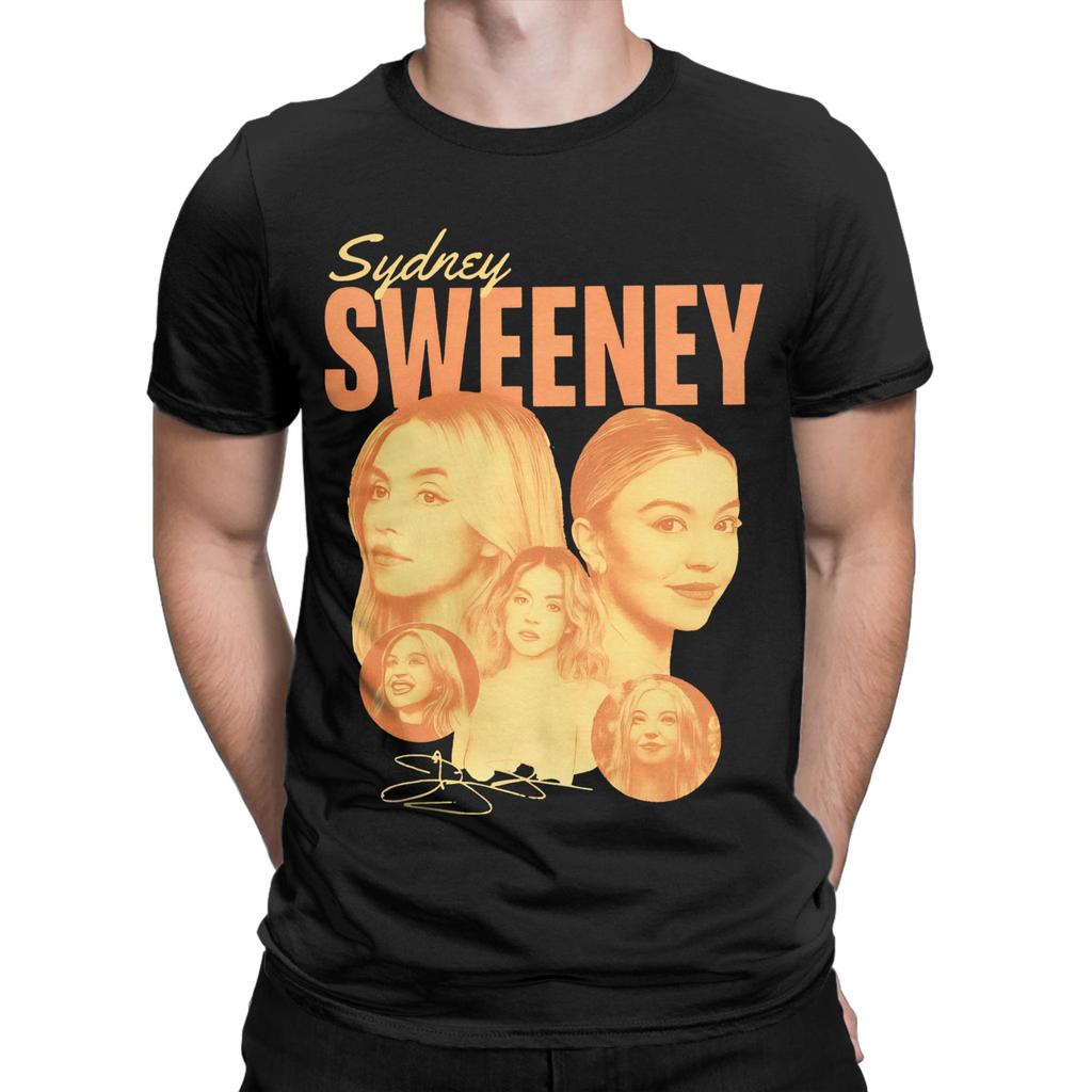 Sydney Sweeney T Shirt Unisex Cotton Novelty TShirts Crewneck Butterfly Tee Shirt Short Sleeve Clothes Plus Size