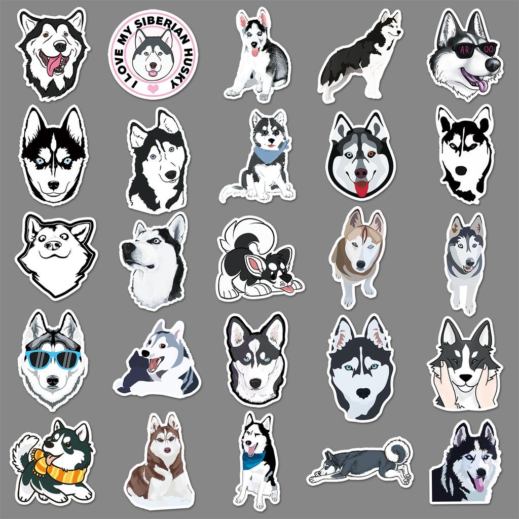50 Хаски Дудл Персонализированные Мультяшные Животные Детские Креативные DIY Наклейки для Скейтборда и Чемодана Водонепроницаемые