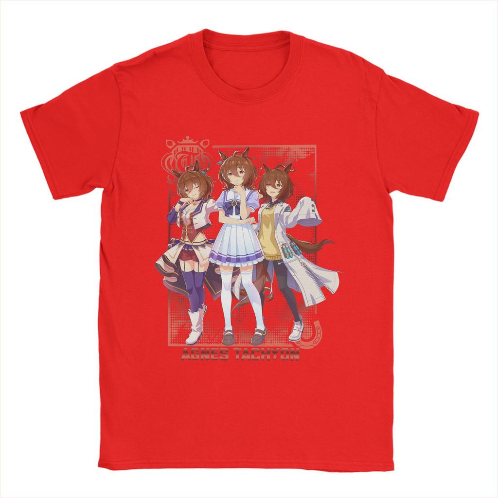 Аниме футболка Agnes Tachyon Uma Musume для мужчин 100% хлопок смешные футболки с круглым вырезом футболка с коротким рукавом топы оригинал