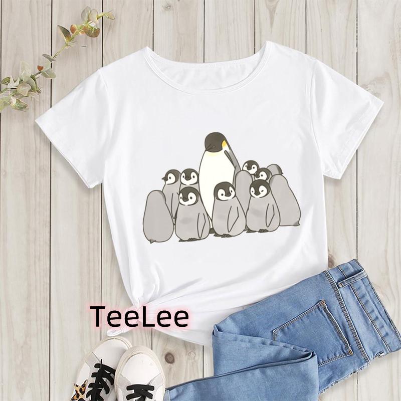 Kawaii Penguin Cookies Tshirts Cartoon Unisexs Tshirt Graphic Tshirts Ladies Youth Short Sleeve Cute Tshirts Female