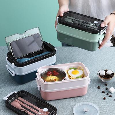 Ланч-бокс Bento для студентов, офисных работников, двухслойный контейнер для хранения еды в микроволновой печи с подогревом
