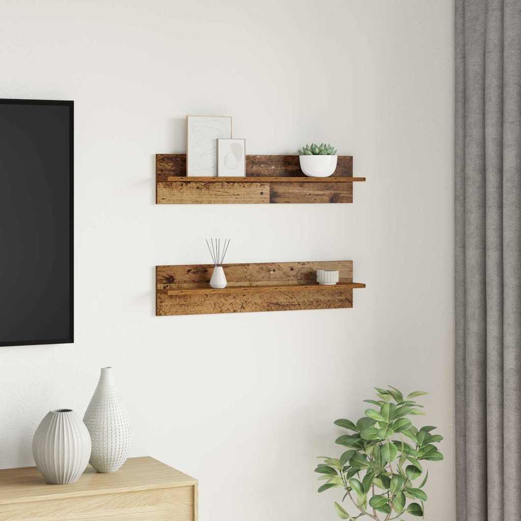Wall Shelf Set 2 pcs Reclaimed Wood Look 80 x 11.5 x 18 cm Particleboard