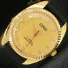 VINTAGE HAND-WINDING SWISS MENS REFURBISHED GOLDEN COLOR DIAL WATCH A438506-2 R131a-a438506