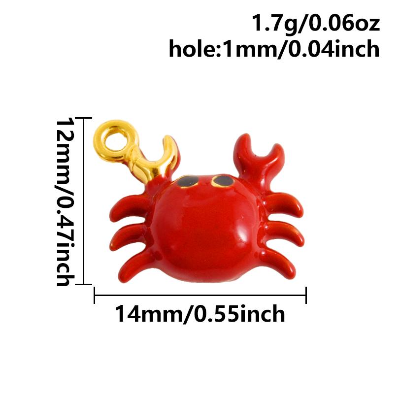 2pcs Red Lobster Crab Coral Real Gold Plated Stainless Steel Enamel Charm For Jewelry Making Supplies DIY Beach Necklace Pendant