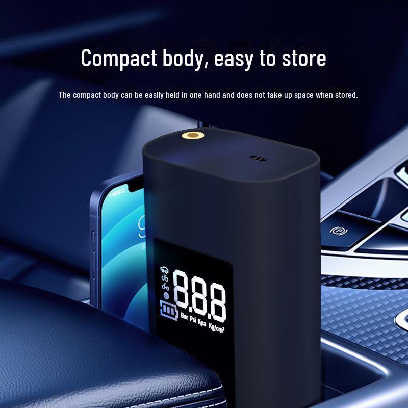 Портативный беспроводной автомобильный воздушный насос с большой батареей и цифровым дисплеем — многофункциональный ручной трансграничный воздушный насос.
