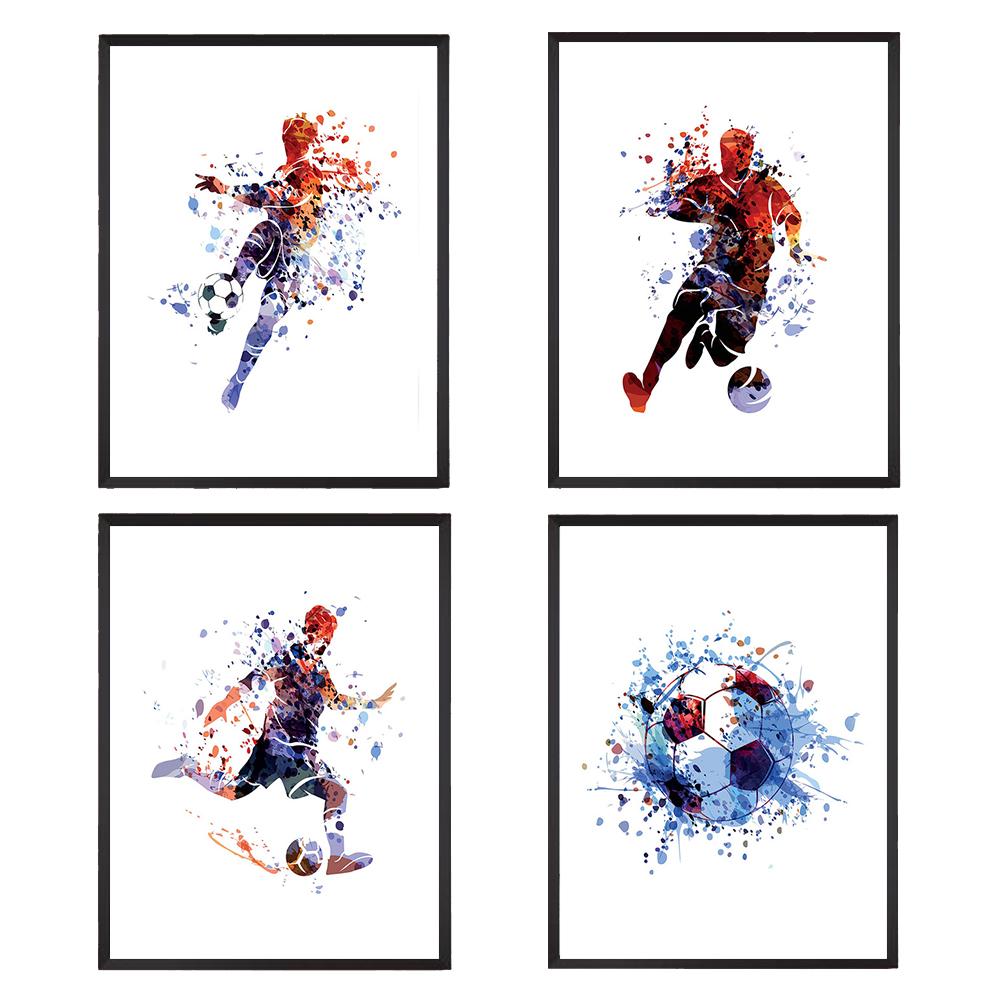 Футбольная звезда плакат акварель футбол холст картины печать абстрактная настенная живопись для детской комнаты украшение дома без рамки