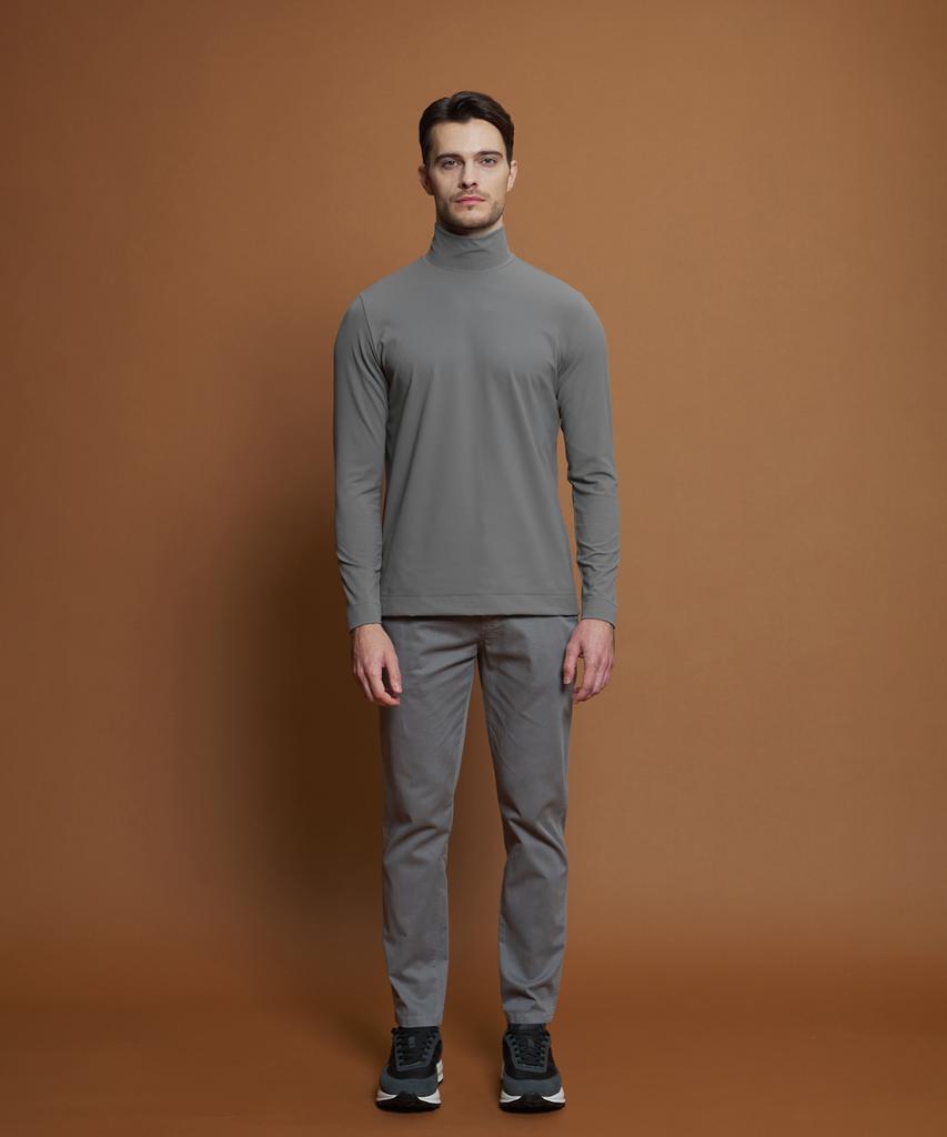 PANICALE Gray Drawstring Cotton Blend Twill Pants
