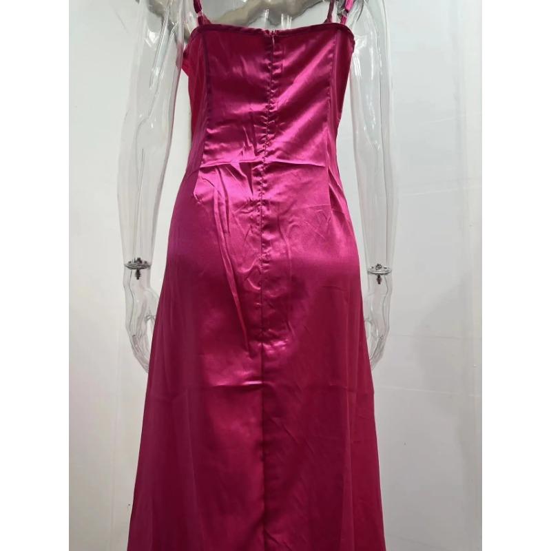 Женское весеннее усаживающееся плиссированное атласное платье с разрезом, сексуальное облегающее платье с запахом на бедрах