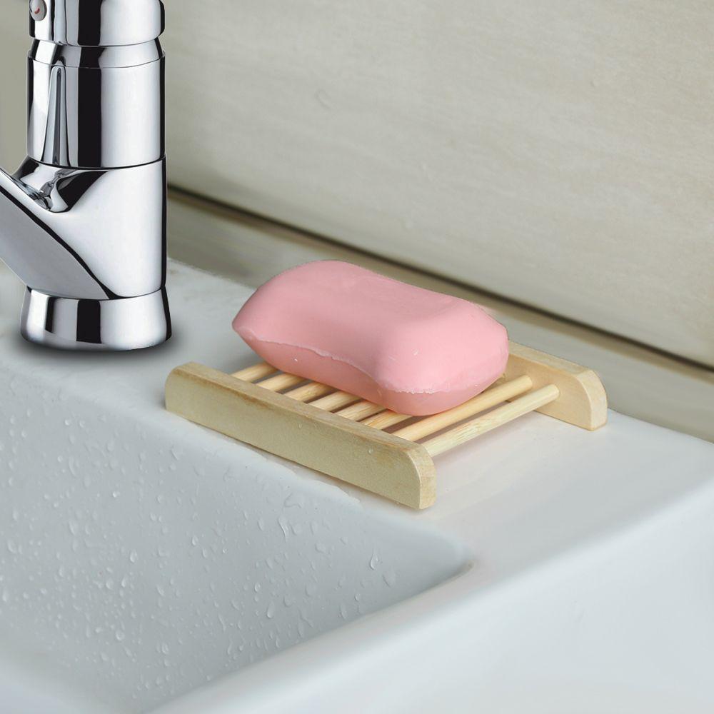 Home & Living Drain Tray Holder Bamboo Leaking Water Soap Holder Storage Box Sponge Plate Soap Dish