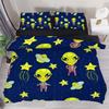 Alien UFO Duvet Cover Queen Boys Kids Supernatural Martiansal Beings From Other Planets Head Of An Alien Polyester Qulit Cover