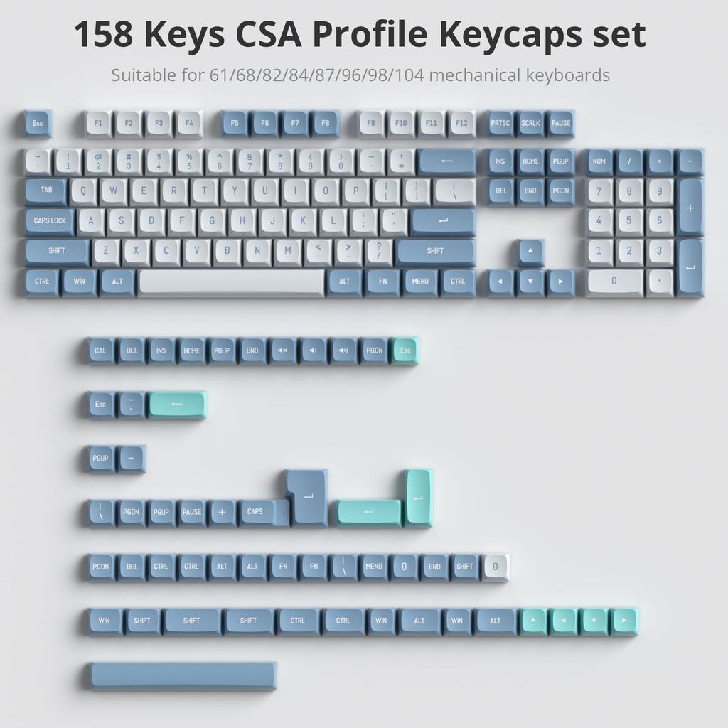 Shoko Double Shot PBT CSA 158 Клавиш Кастомные Клавиши для Механической Клавиатуры с Переключателями Cherry Gateron MX, Клавиши, Профиль, Набор, (Шоко Грин)