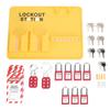Комплект станции блокировки и маркировки PC PA Настенное крепление Промышленная безопасность Набор доски для блокировки с 10 бирками 2 замка-защелки Желтый