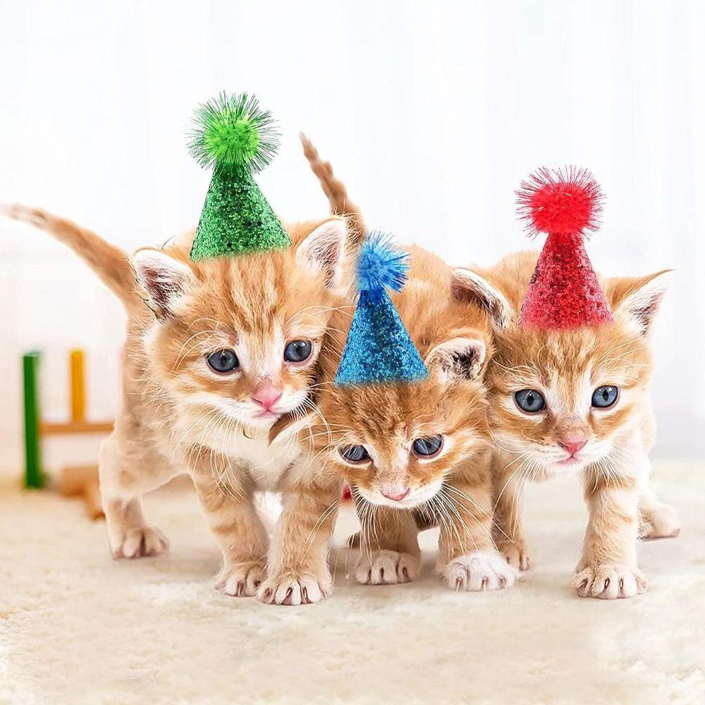 Decorative Dog Sparkling Hat Adjustable Cat Headgear Pets Accessories Cat Sequin Cap For Dogs Cats