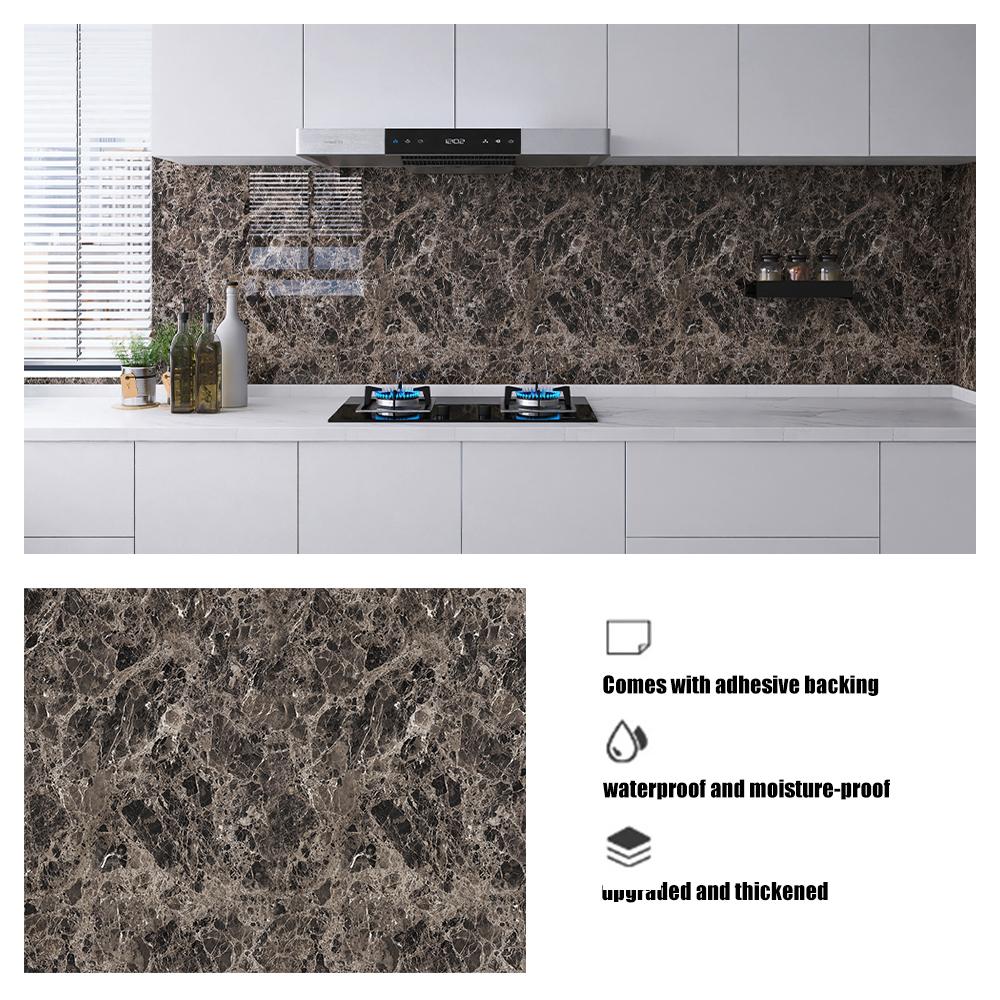 Marble Oil Resistant 40cm Kitchen Sticker Self-adhesive Waterproof Cabinet Stove Top Wallpaper Desktop Bathroom Decoration