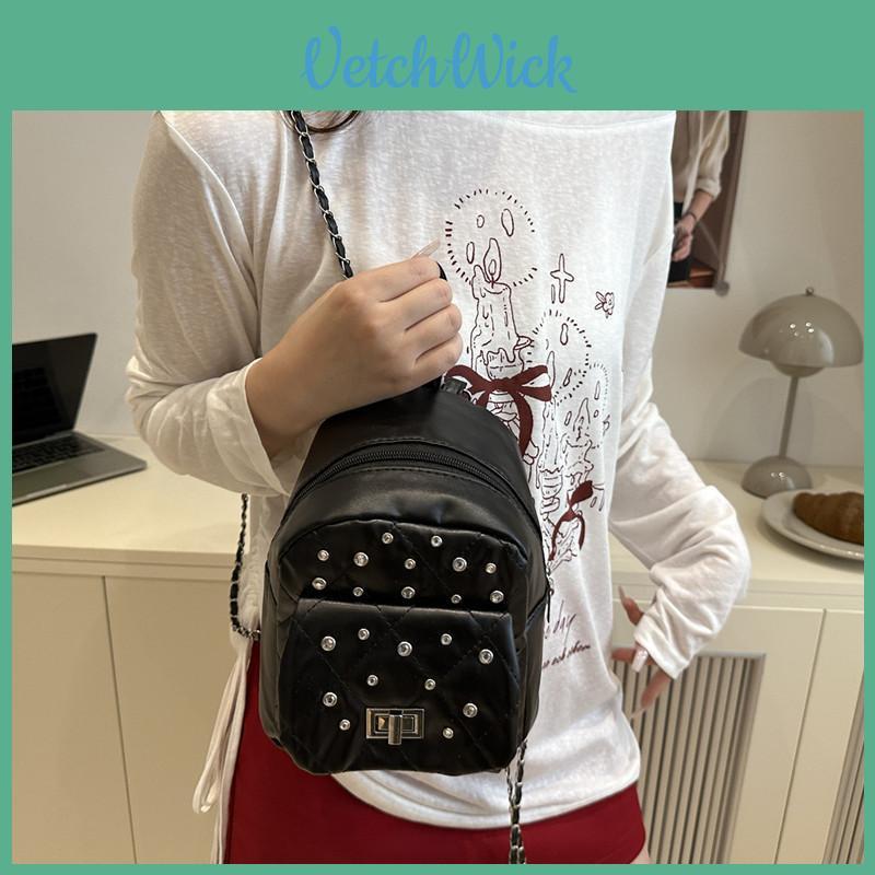 Pu Small Quilted Chain Shoulder Bag For Daily Wear With Embellishments