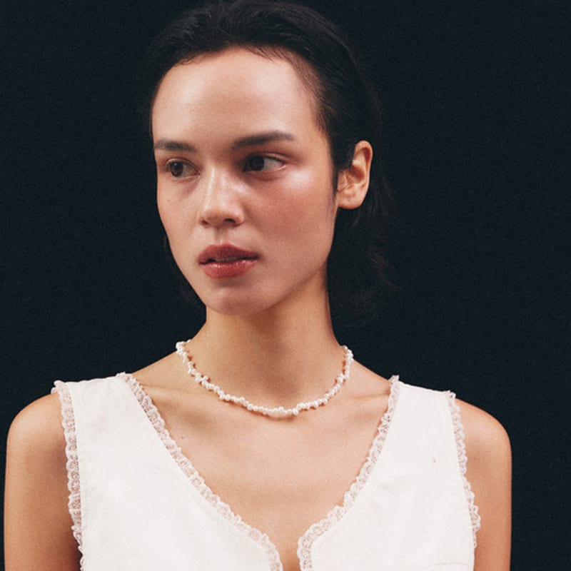 lowool Mini zigzag pearl necklace