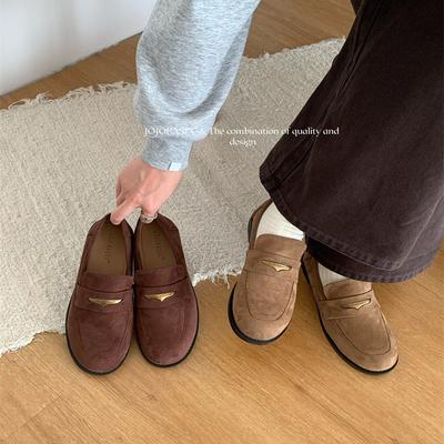 2025 новые лоферы с внутренней высотой, увеличивающей рост, маленькие универсальные в стиле ретро, британский стиль, круглый носок, толстый каблук, высокий каблук, женская обувь